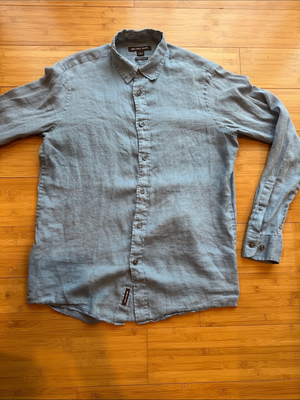 Michael Kors Light Blue Linen Casual Button-Down Shirt 100% linen men’s size S